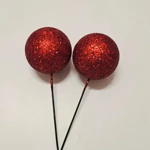 Bolas de purpurina roja para decoración de tartas de cumpleaños mesa de postres y repostería.