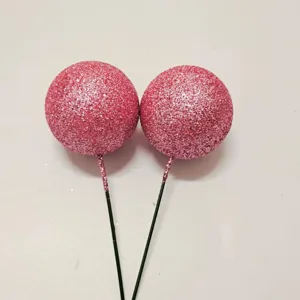 Bolas de decoración de pastel con brillo rosa para fiesta de cumpleaños mesa de postres
