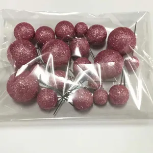 Bolas de pastel con purpurina rosa, decoración brillante para mesa de postres y fiestas.