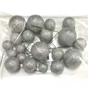 Bolas de pastel con purpurina plateada, 30 piezas decoración de postres de cumpleaños.