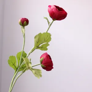 Flor artificial de rosa de té de seda con 3 cabezas para decoración del hogar y accesorios de foto.