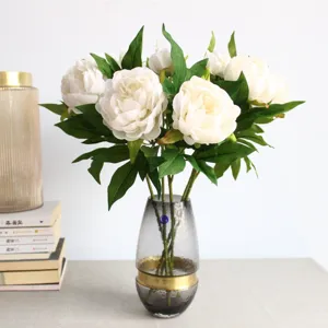 Artificial peony flower bouquet silk floral arrangement for home decor wedding table centerpiece