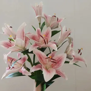 PU artificial lily flower bouquet home decor wedding photography floral arrangement