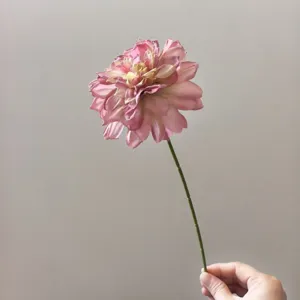 Artificial dahlia flower stem retro silk floral for DIY crafts and home decoration