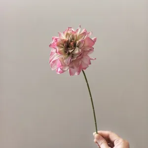 Vintage artificial dahlia flower single stem fake silk floral DIY craft home decor display.