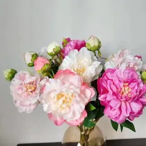 Artificial peony flower bouquet fake silk flowers for home party wedding room decoration.