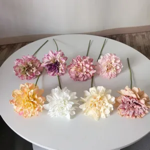 Vintage artificial silk dahlia flowers small branch fake floral DIY craft home decor
