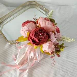 Artificial peony hydrangea bridal bouquet romantic wedding decorative silk flower prop