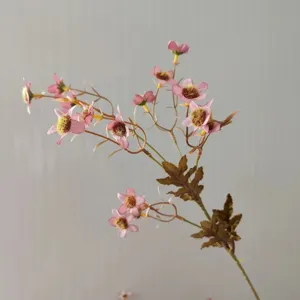 Artificial chamomile wild daisy flower branch retro oil painting style pink silk floral decor