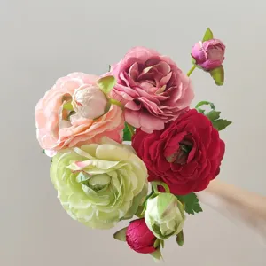 Artificial camellia flower bouquet silk floral arrangement for home decor photography props.