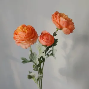 Fiori artificiali di ranuncolo in seta 3 teste peonia pesca decorazione floreale casa