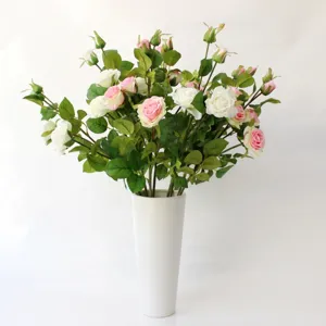 Kunstrosen Strauß Seidenblumen für Heimtextilien Fotografie Requisiten weiße Vase