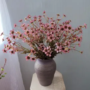 Artificial chamomile silk flower bouquet autumn style home decor tabletop floral arrangement.
