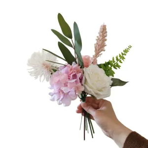 Künstlicher Blumenstrauß Seidenrose rosa Hortensie Heimdeko Hochzeitsfotorequisite