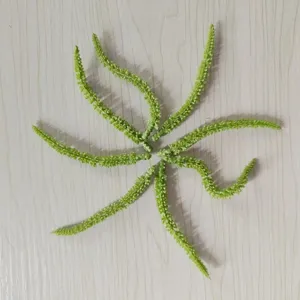 Artificial green plant caterpillar leaf stem for DIY handmade floral arrangement crafts.