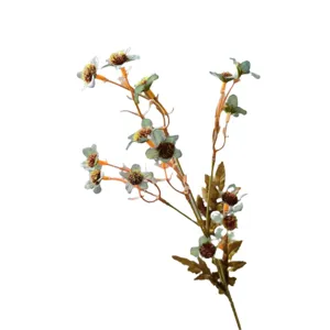 Vintage autumn chamomile artificial flower branch for home decor and wedding floral arrangements.