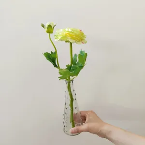 Artificial camellia flower with glass vase home decor photography prop fake floral arrangement