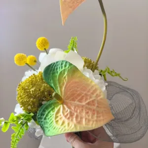 Bouquet de fleurs artificielles anthurium craspedia décoration d'intérieur accessoire photo