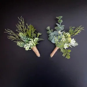 Künstliche Eukalyptus Schleierkraut Ansteckblume Bräutigam Korsage Rustikale Hochzeit Party Simulationsblume Fotografie Requisite