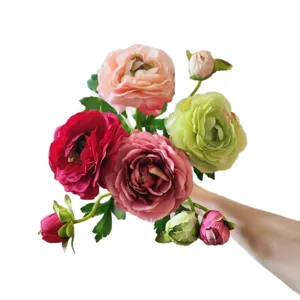 Artificial camellia flowers bouquet short branch silk flowers for home decor photography props