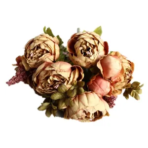 13-head autumn peony artificial silk flower European retro home decor photography background