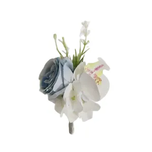 Blauwe en witte bruiloft boutonniere kunstbloem bruidegom corsage pak lapel decoratie