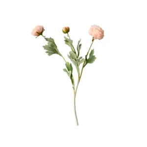 Fiore di Ranuncolo Artificiale in Seta 3 Teste Stelo di Peonia Falsa per Arredo Soggiorno Casa