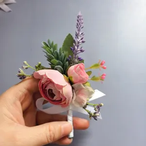 Boutonniere de boda rosa flor artificial novio padrino corsage decoracion evento