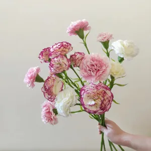 3 Heads Artificial Carnation Flowers Silk Flower Bouquet For Home Decor Wedding Party Floral Arrangement Props