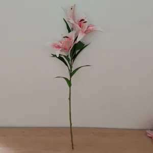 Artificial lily flower stem PU touch home decor living room floral photography prop detail