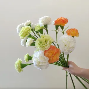 Artificial multi-head carnation silk flower bouquet for home party wedding decoration.