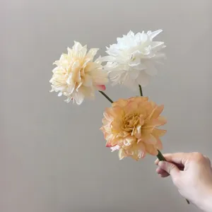 Vintage artificial dahlia flowers small branch silk flower for DIY hair clips home decor