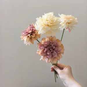 Artificial dahlia flowers vintage bouquet for DIY hair accessories gift box craft decor