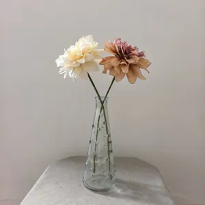 Vintage artificial dahlia flower small branch silk flower DIY craft home decor detail