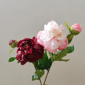 Artificial peony flower stem fake silk floral home decoration wedding party photography prop