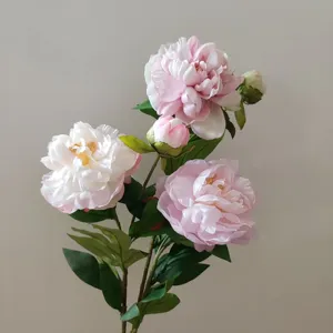 Artificial peony flower branch fake silk floral decoration for home wedding party decor pink