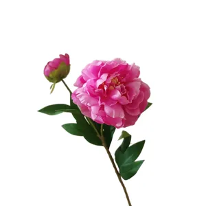 Artificial peony silk flowers single branch fake floral for home wedding decoration