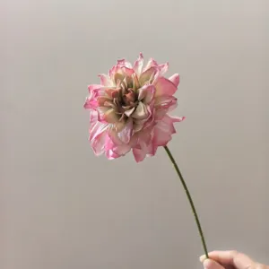 Vintage artificial dahlia silk flower single stem vintage pink home decor DIY craft floral