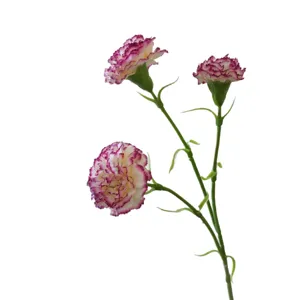 Artificial 3-head carnation flowers fake silk floral arrangement for home decor wedding backdrop