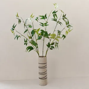 Artificial bamboo branches fake green plants in ceramic vase for home decor studio props