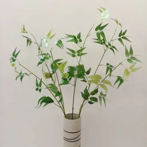 Artificial bamboo leaf branch detail shot, perfect for tea room and home decor Zen style.