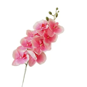 Bello ramo di orchidea rosa artificiale decoro casa con 8 teste fiore finto per festa