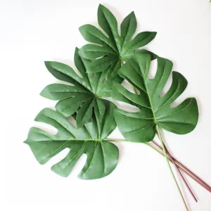 Foglia di Monstera Artificiale Finta Pianta Verde Stelo Singolo Foglia di Palma per Arredamento Composizione Floreale Accessorio di Fotografia