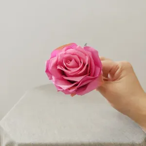 Artificial silk rose flower head pink DIY craft wedding hat and cake decoration accessory