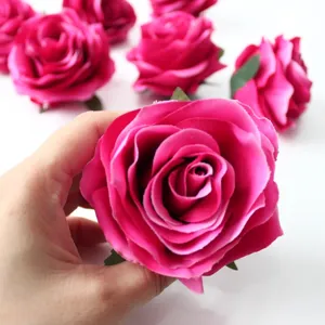 Artificial rose flower heads silk flowers for DIY crafts hats cake decor pink bulk supply