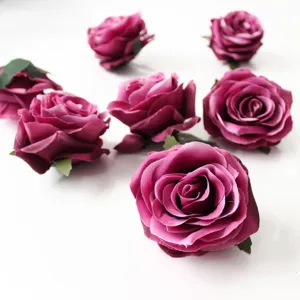 Artificial silk rose flower heads for hat accessories cake decoration DIY crafts floral decor.