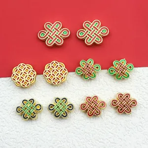 DIY Chinese Knot Alloy Spacer Beads Enamel Gold Plated Loose Beads For Handmade Bracelet Necklace Jewelry Making