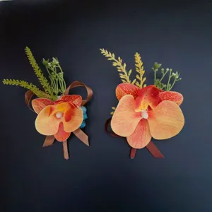 Boutonnière de Fleurs Artificielles Marié Témoins Corsage Mariage Affaires Fête Événement Accessoire Floral Décoratif