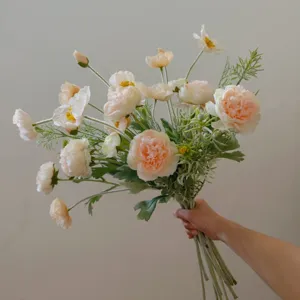Artificial flower bouquet silk peony floral arrangement for home decor photography props gift.