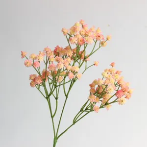 Artificial pink baby breath flower branch for home decor wedding party floral arrangement display.